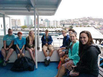 School group on a ferry in Martinique