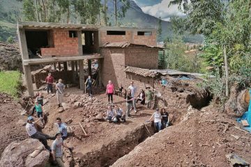 Austin Prep students digging out the foundations for the new girls' dormitory of the Sacred Valley Project.