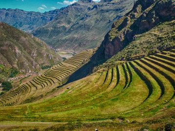 terraced hills of Sacred Valley in Peru