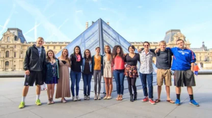 A group of students in Europe.