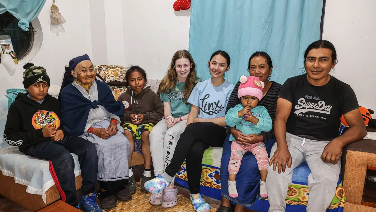 Students with their homestay family.