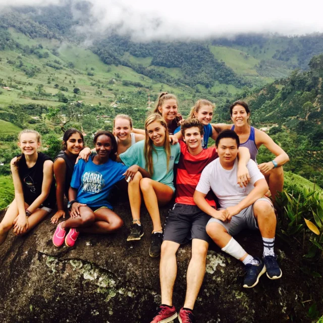 Students and their Global Works trip leaders together on a hike in Costa Rica.