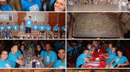 students arrive in Nicaragua and enjoy a welcome meal and games