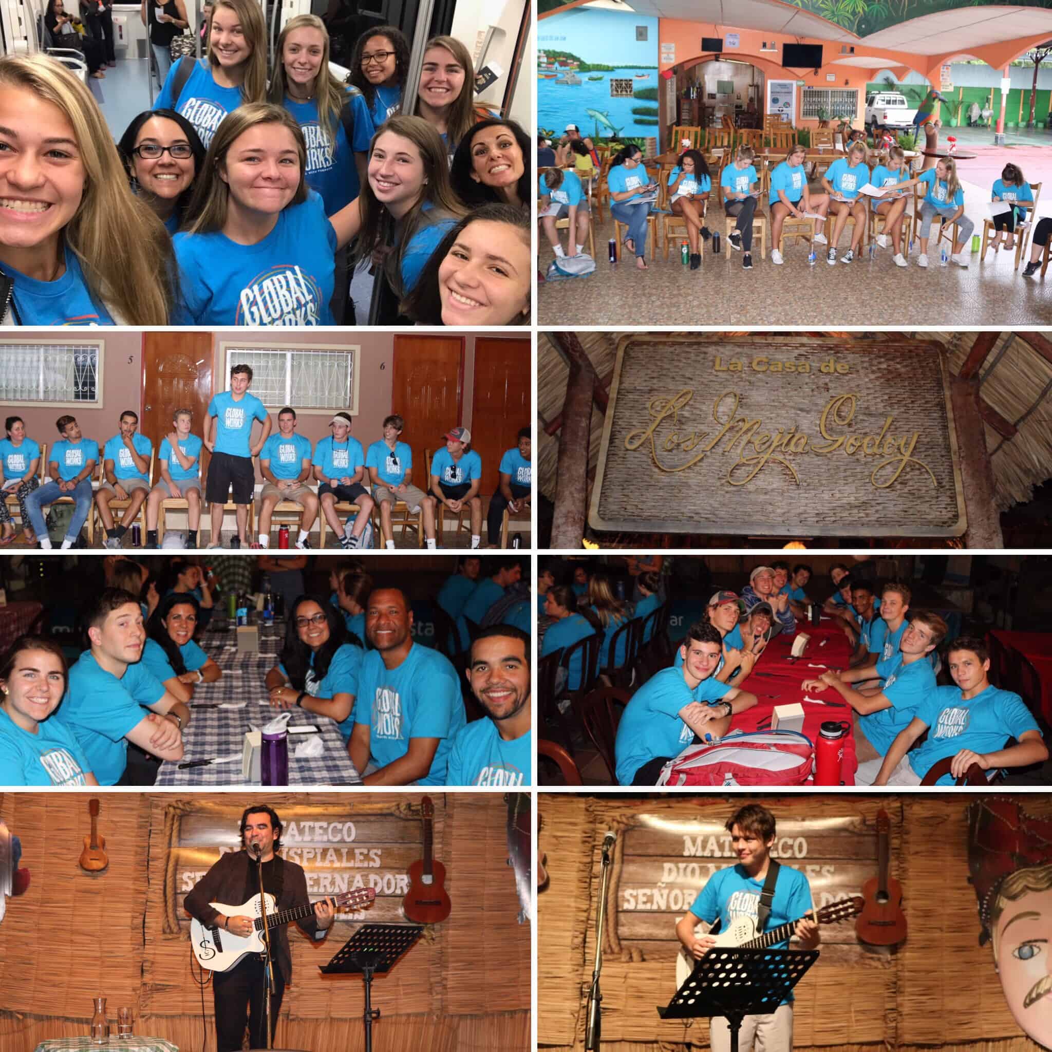 students arrive in Nicaragua and enjoy a welcome meal and games
