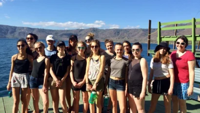 Westside students stand near Laguna De Apoyo