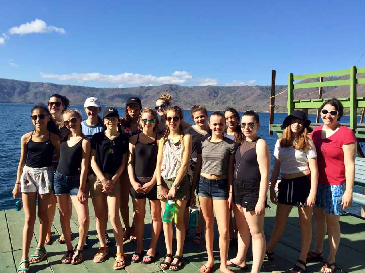 Westside students stand near Laguna De Apoyo