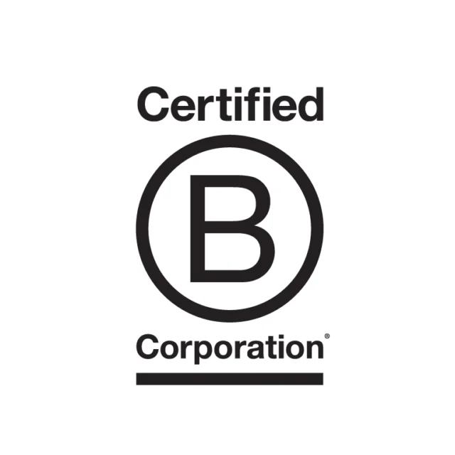 Logo displaying the text "Certified B Corporation" with a large letter "B" enclosed in a circle.