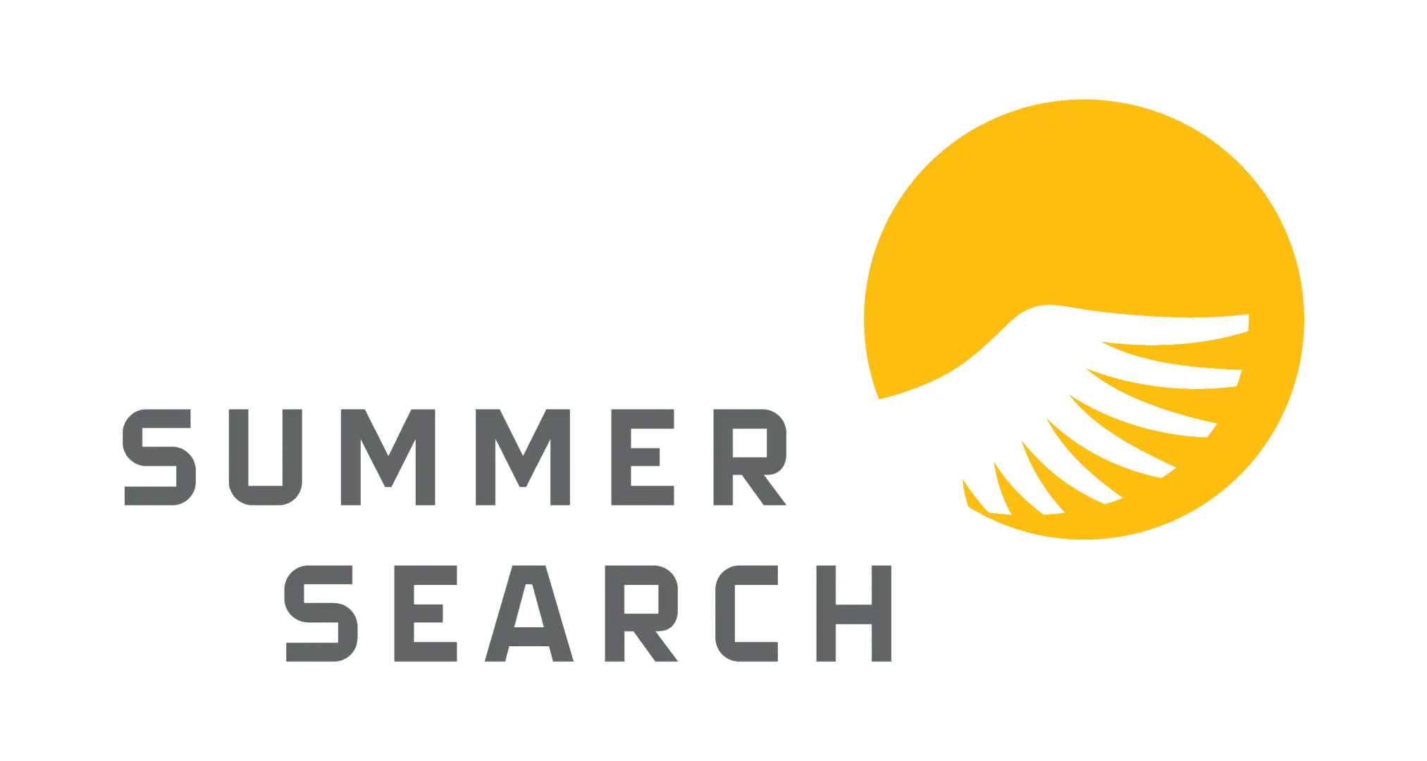 Logo featuring a yellow circle with a stylized black wing on the right. The text "Summer Search" is written in gray next to the circle.